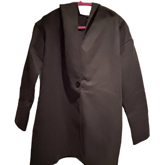 Flex Supply Size Small Long Black Hooded Open Front Cardigan Long Sleeve - Picture 1 of 4